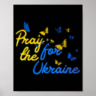 Affiche Priez Pour L'Ukraine Papillon Ukraine Stent Avec U