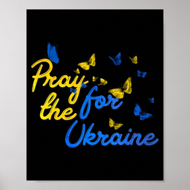 Affiche Priez Pour L'Ukraine Papillon Ukraine Stent Avec U (Devant)