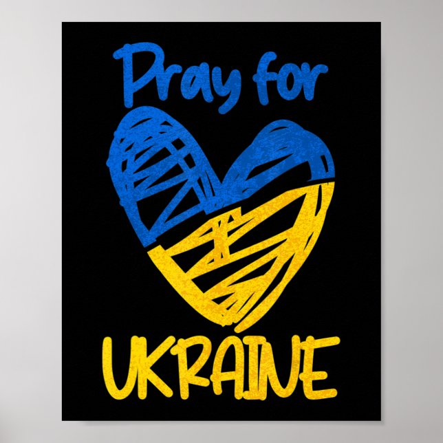 Affiche Priez pour l'Ukraine Restez avec l'Ukraine Soutene (Devant)