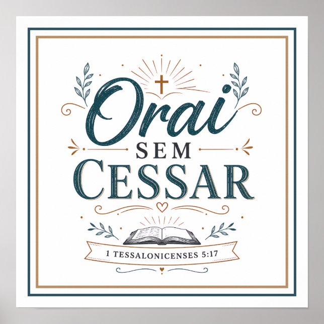 Affiche Priez Sans Cesse Phrase Chrétienne Motivationnelle (Devant)
