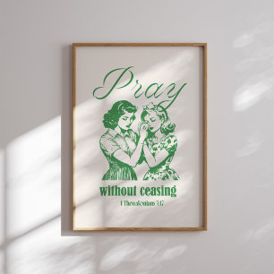 Affiche Priez sans cesser Retro Green Christian Print