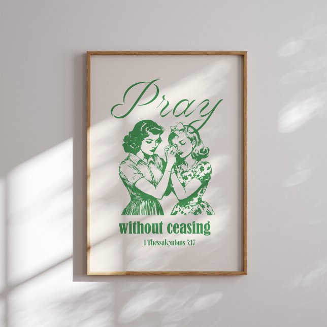 Affiche Priez sans cesser Retro Green Christian Print (Créateur téléchargé)
