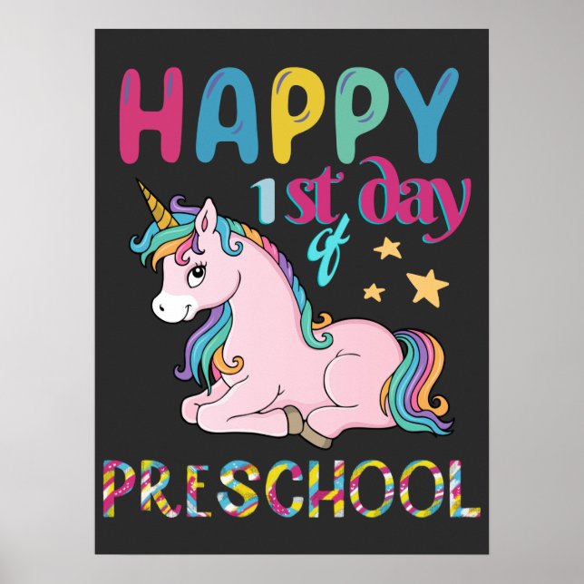 Affiche Primaire Unicorn Premier Jour De L'École (Devant)