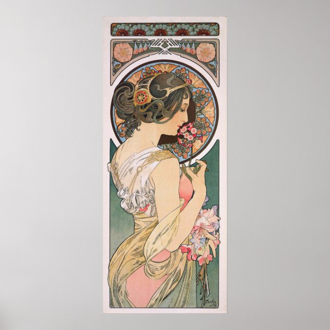 Affiche Primrose par Alphonse Mucha - Art Nouveau Vintage (Devant)