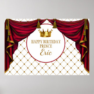 Affiche Prince Backdrop, Prince Party Rouge et or