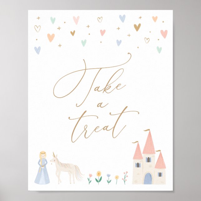 Affiche Princess Birthday Party Prenez une plaque de la ta (Devant)