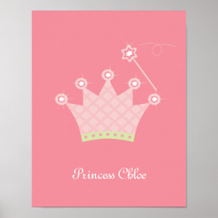 Affiche Princess Crown Personnalisé Kids Wall Art
