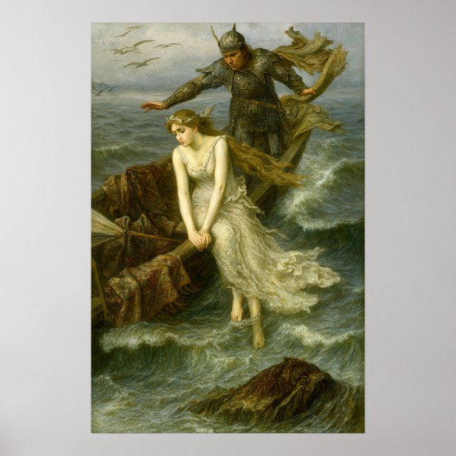 Affiche Princess & Knight At Sea Medieval Fantasy Art (Devant)