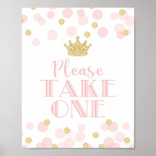 Affiche Princess Pink Gold Baby shower Prenez un signe de