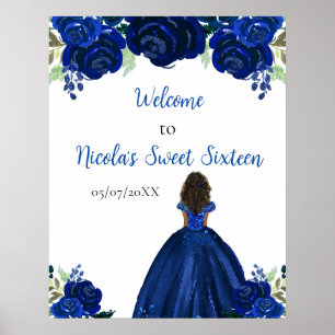 Affiche Princesse à peau foncée Bienvenue au Sweet Sixteen