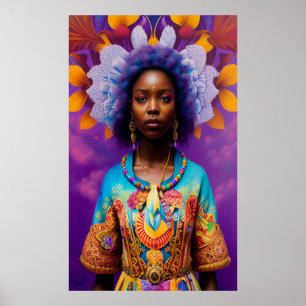 Affiche princesse africaine avec robe décorative