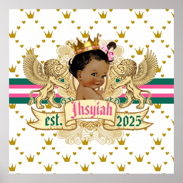 Affiche Princesse Africaine Royale Rose et Vert Élégant (Devant)