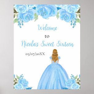 Affiche Princesse aux Cheveux Blonds Bleu Bienvenue Sweet