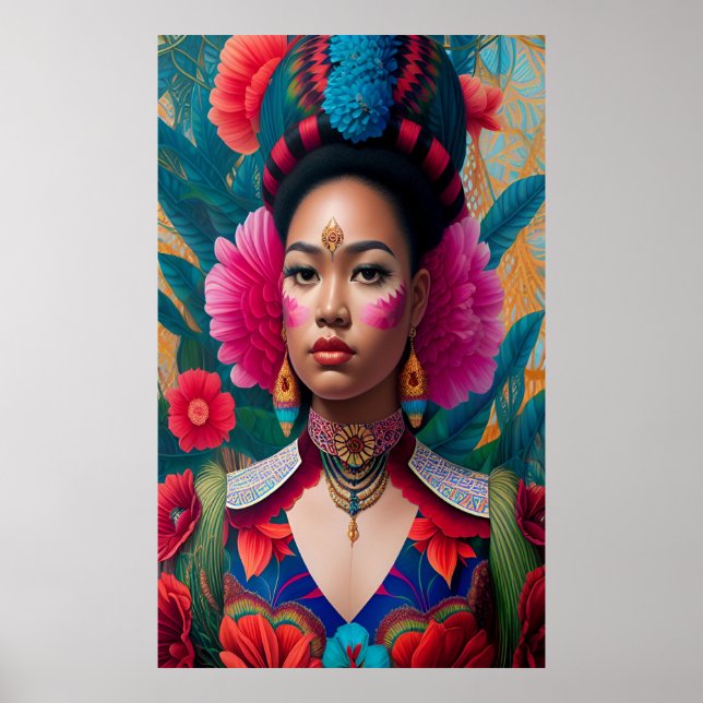 Affiche Princesse aux joues de fleurs roses (Devant)