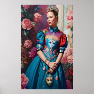 Affiche Princesse avec couronne d'argent