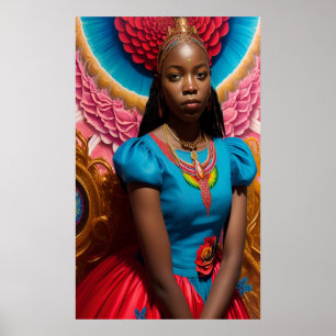 Affiche Princesse avec robe rose et bleue