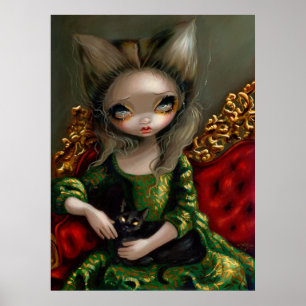 Affiche Princesse avec un chat noir gothique rococo Art Im