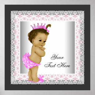 Affiche Princesse bébé vintage rose