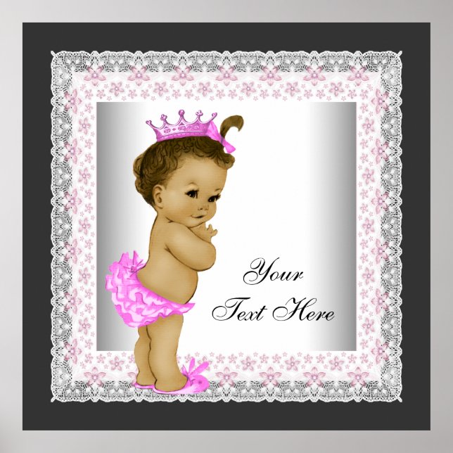 Affiche Princesse bébé vintage rose (Devant)
