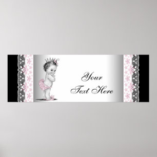 Affiche Princesse bébé vintage rose