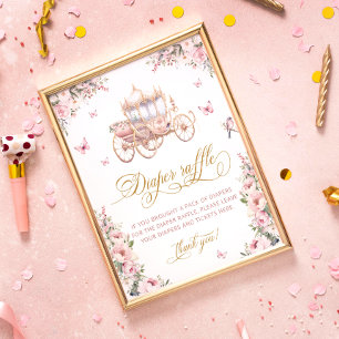 Affiche Princesse Carriage Baby shower Floral Déchets Raff