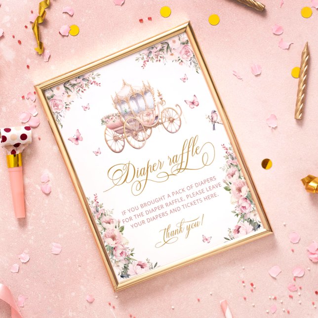 Affiche Princesse Carriage Baby shower Floral Déchets Raff (Créateur téléchargé)