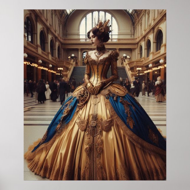 Affiche Princesse dorée Steampunk Victorien Industriel (Devant)