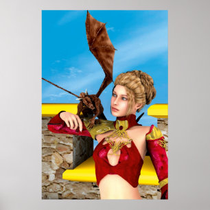 Affiche Princesse Dragon Fantastique Art Numérique