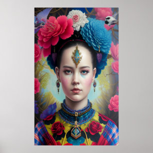 Affiche princesse élégante avec tenue écossaise
