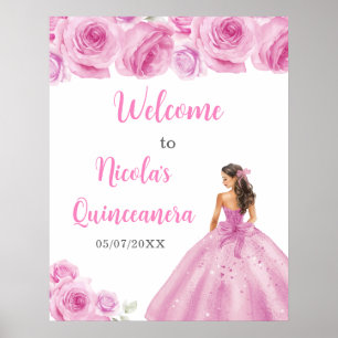 Affiche Princesse en Robe rose pâle Quinceanera Bienvenue