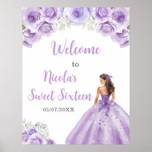Affiche Princesse en Sweet sixteen violet Bienvenue