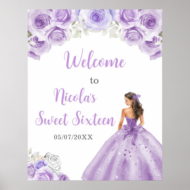 Affiche Princesse en Sweet sixteen violet Bienvenue (Devant)