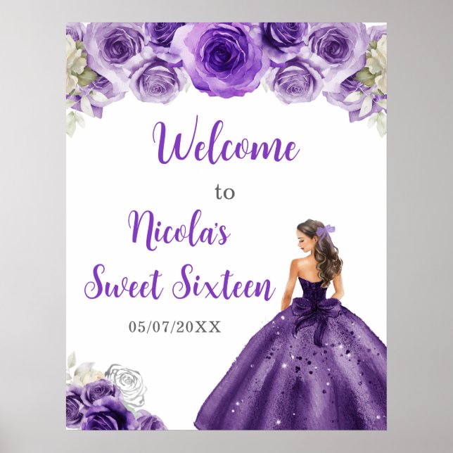 Affiche Princesse en Sweet sixteen violet Bienvenue (Devant)