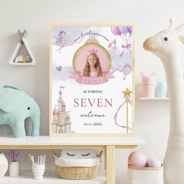 Affiche Princesse Fairytale Photo de la fille Anniversaire (Welcome Sign Digital Download Princess Birthday Photo Welcome Sign)