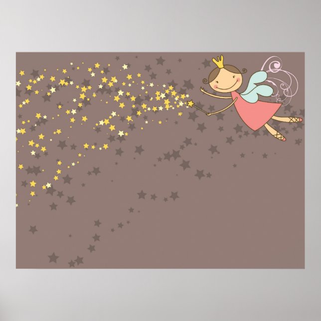 Affiche Princesse Fée Rose Fantaisiste Anniversaire Fille  (Devant)
