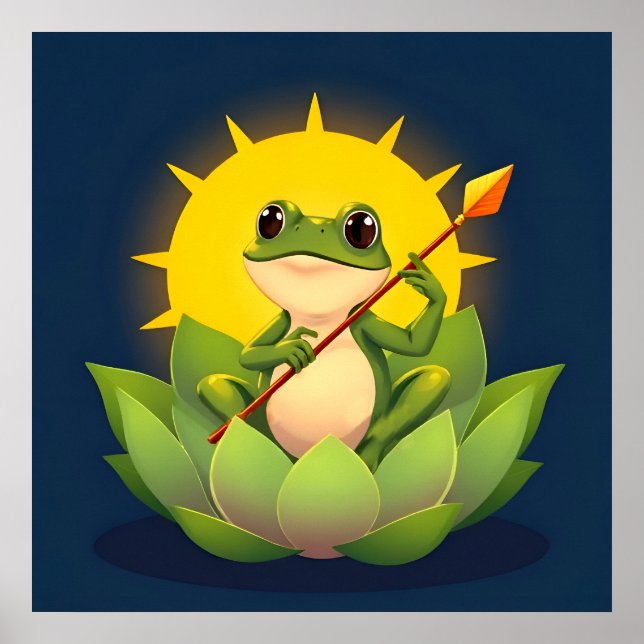 Affiche Princesse Grenouille Heureuse dans Lotus Attend le (Devant)