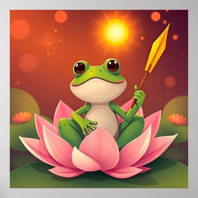 Affiche Princesse Grenouille Heureuse dans Lotus Attend Le (Devant)