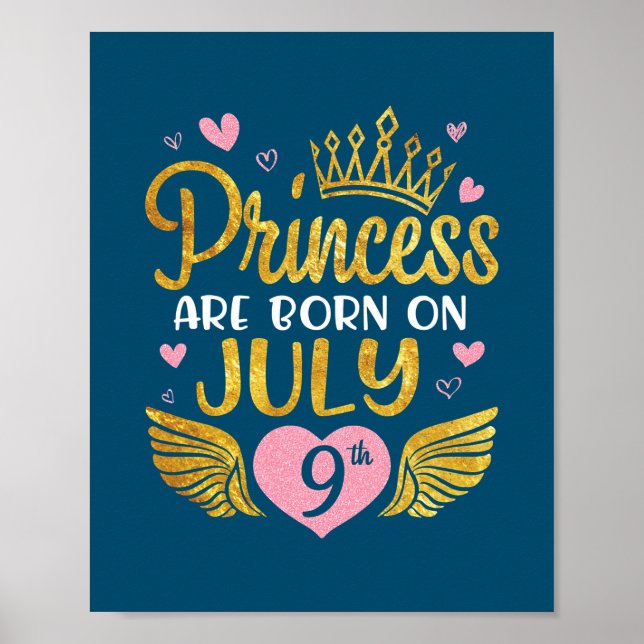 Affiche Princesse Née Le 9 Juillet Joyeux Anniversaire (Devant)