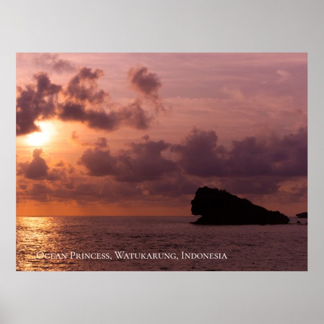 Affiche Princesse Océan Roches Coucher de Soleil Ciel Crép (Devant)