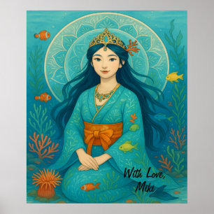 Affiche Princesse sous-marine fantaisiste personnalisée