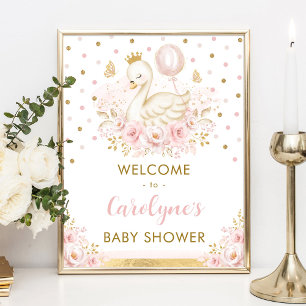 Affiche Princesse Swan avec Balloon rose Bienvenue Bébé Fi