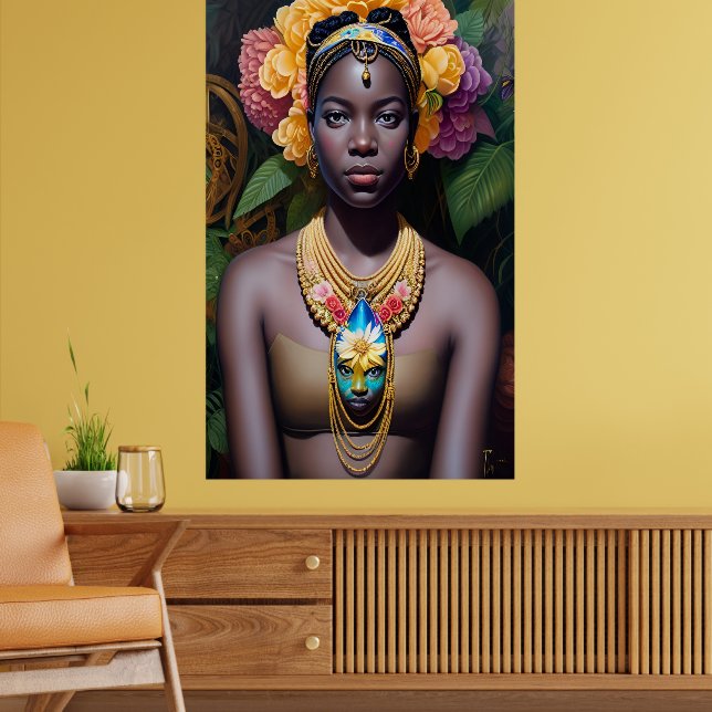 Affiche princesse tropicale avec grand collier (Salon 2)