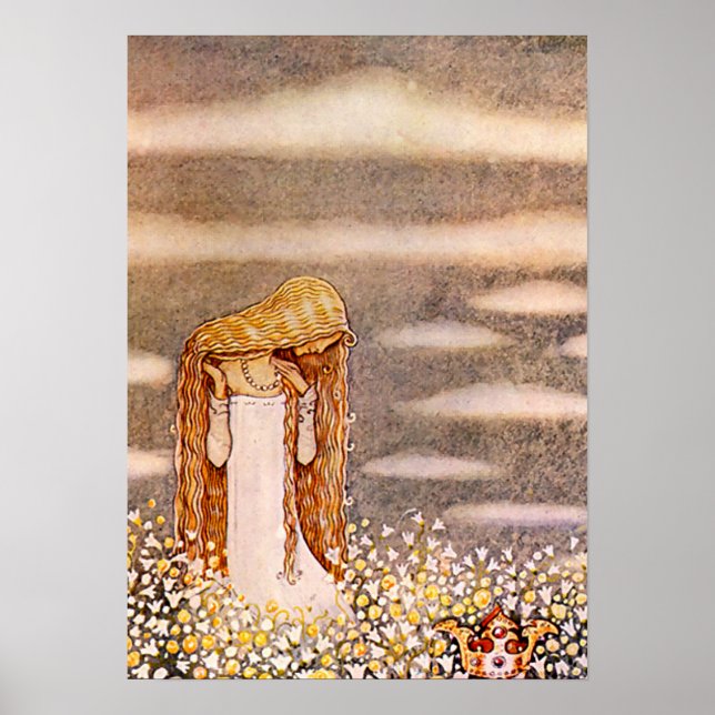 Affiche “Princesse Tuvstarr” aquarelle de John Bauer (Devant)