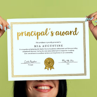 Affiche Principal's Award Certificate