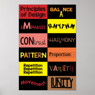 Affiche Principes de design dans les couleurs chaudes