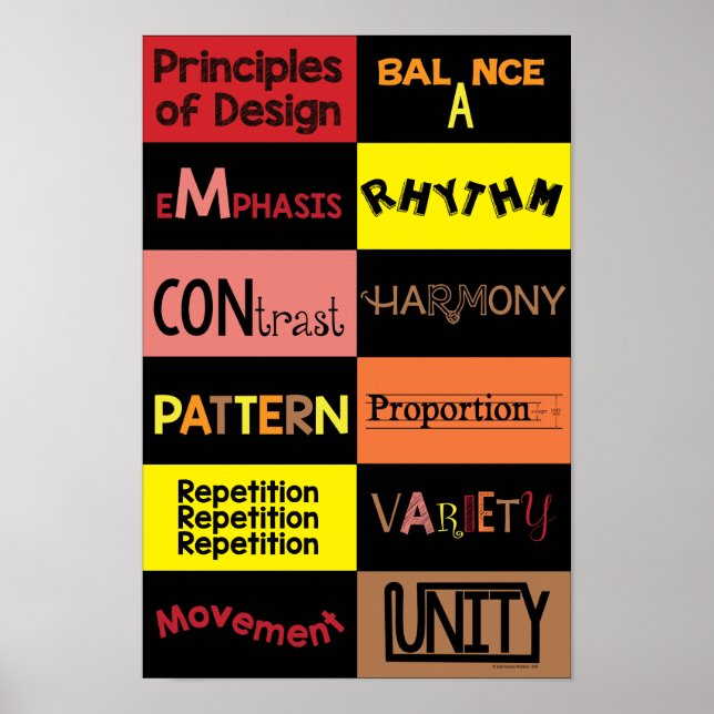 Affiche Principes de design dans les couleurs chaudes (Devant)