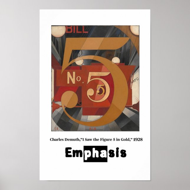 Affiche Principes de l'art - Emphase, Charles Demuth (Devant)