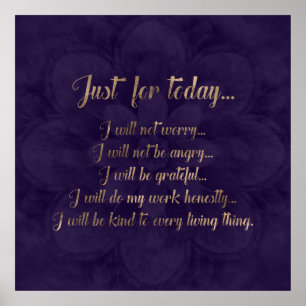 Affiche Principes de Reiki - or sur le lotus pourpre