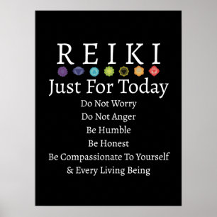 Affiche Principes de Reiki Préceptes Noir