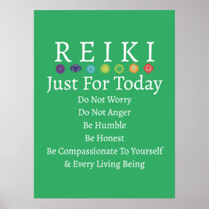 Affiche Principes de Reiki Prévisions Vert